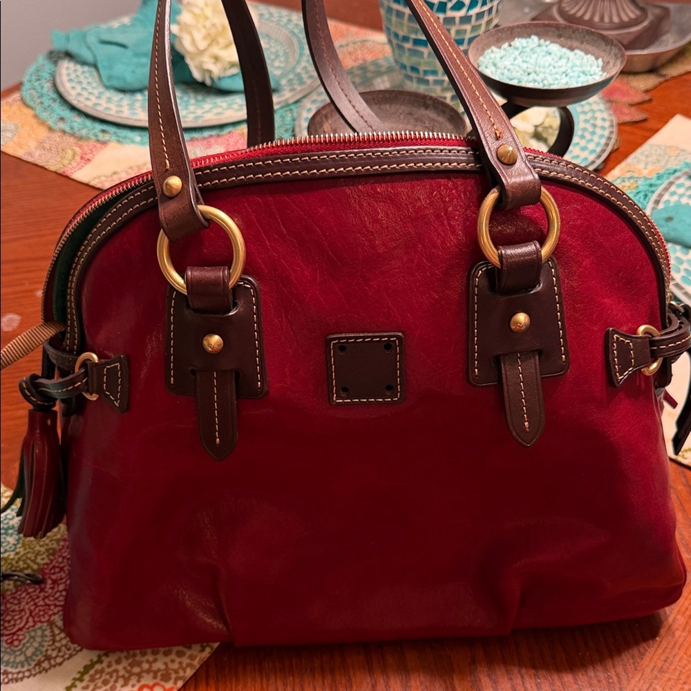 Elegant Red Leather Handbag Dooney and Bourke